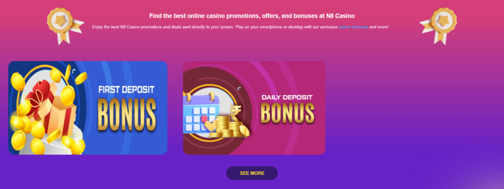 Bonuses offered by N8 Casino